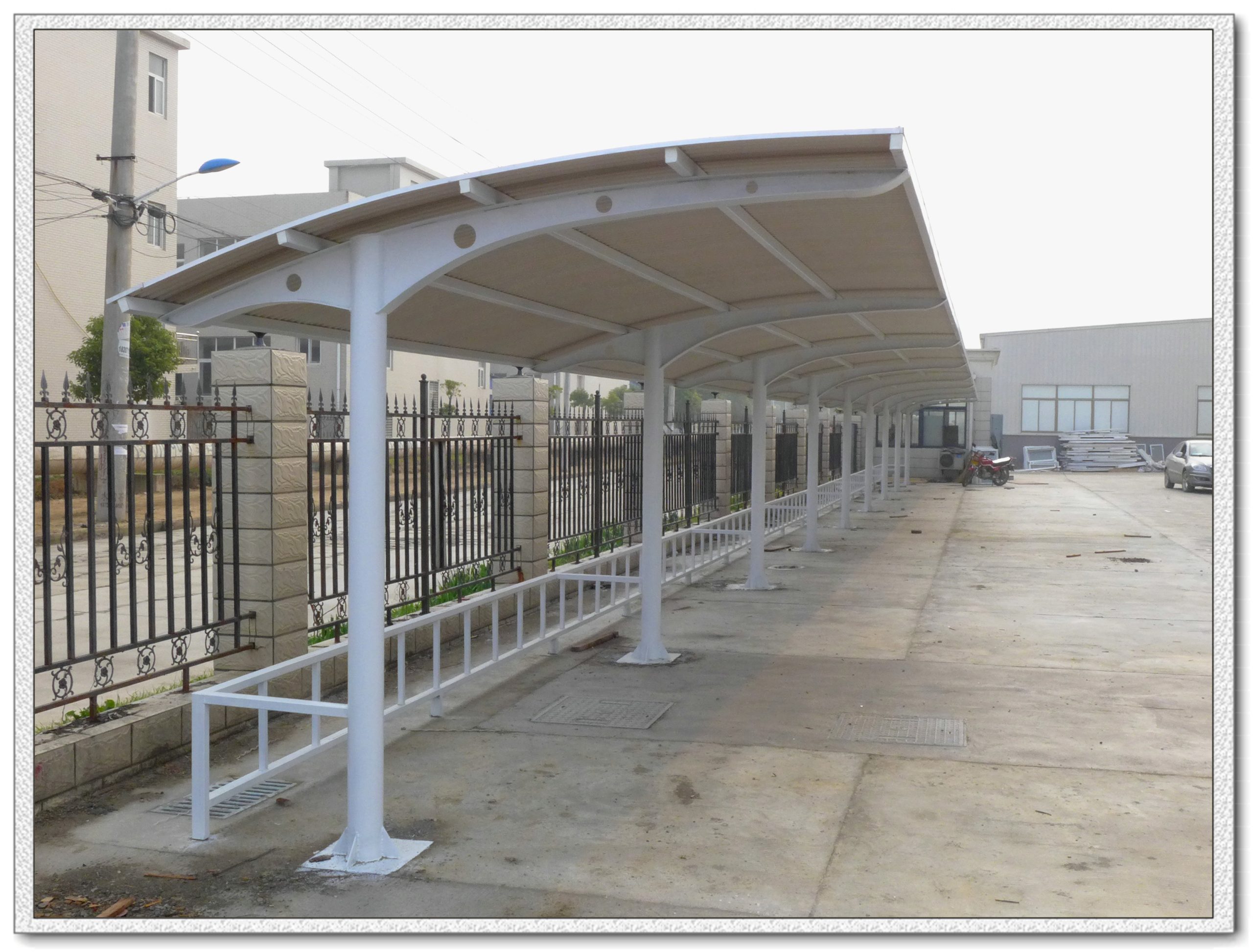 单挑式膜结构非机动车棚